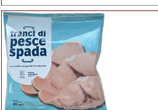 Tranci di Pesce Spada surgelati 450 g